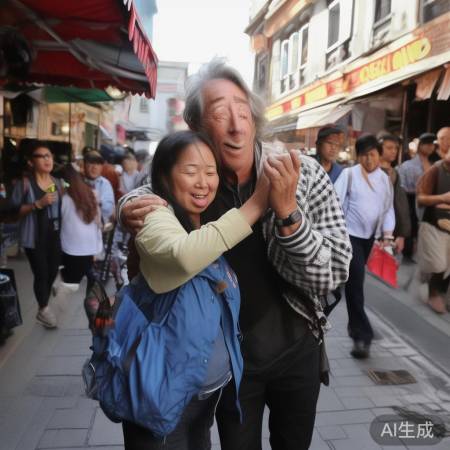 偶遇粉丝热情合影